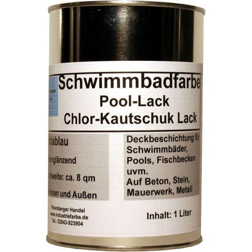 Schwimmbadfarbe, Pool-Lack, Chlor-Kautschuk Lack, Beckenlack, Adriablau, 1 Liter
