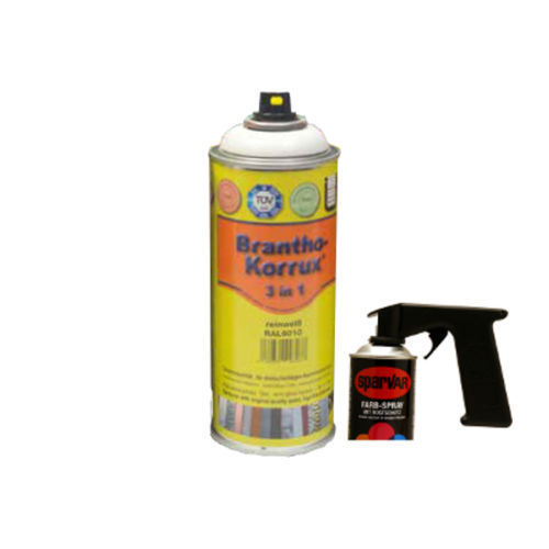 3 x Brantho-Korrux 3in1 Spray, RAL 6005 Moosgrün seidengl., 400 ml Komfort Sprühdose + 1 x Handgriff